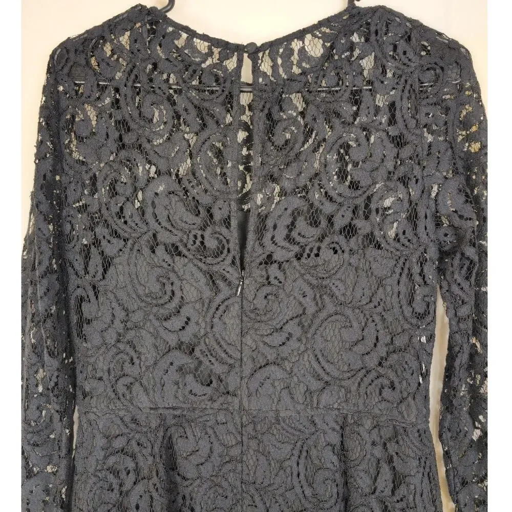 J.Crew Selina black sheer lace maxi dress Size 6 Whimsigoth Coquette Romantic
